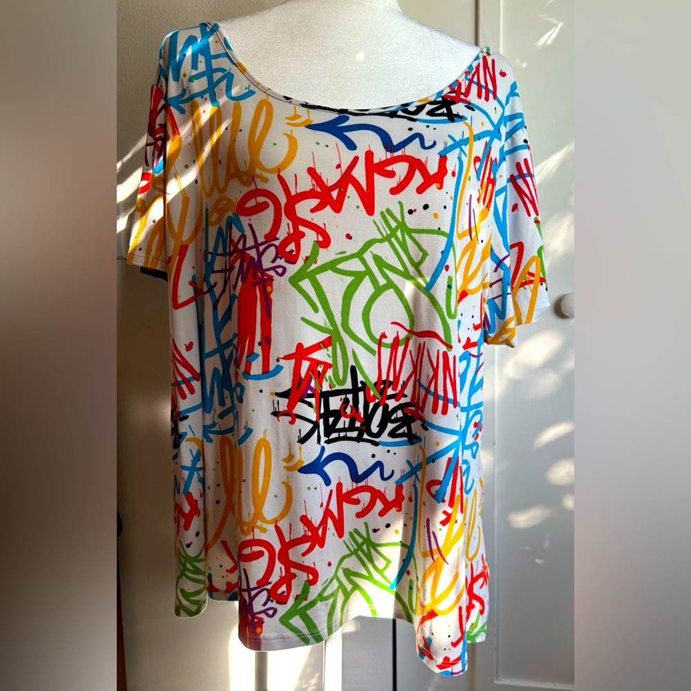 Love J- spray painted fun shirt- multicolor- 2X